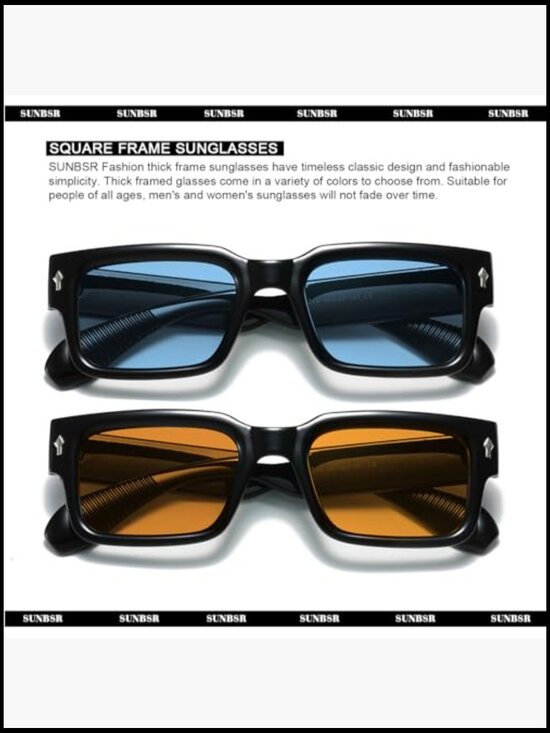 Classic Square Thick Frame Sunglasses, Chunky Black Shades main image 5